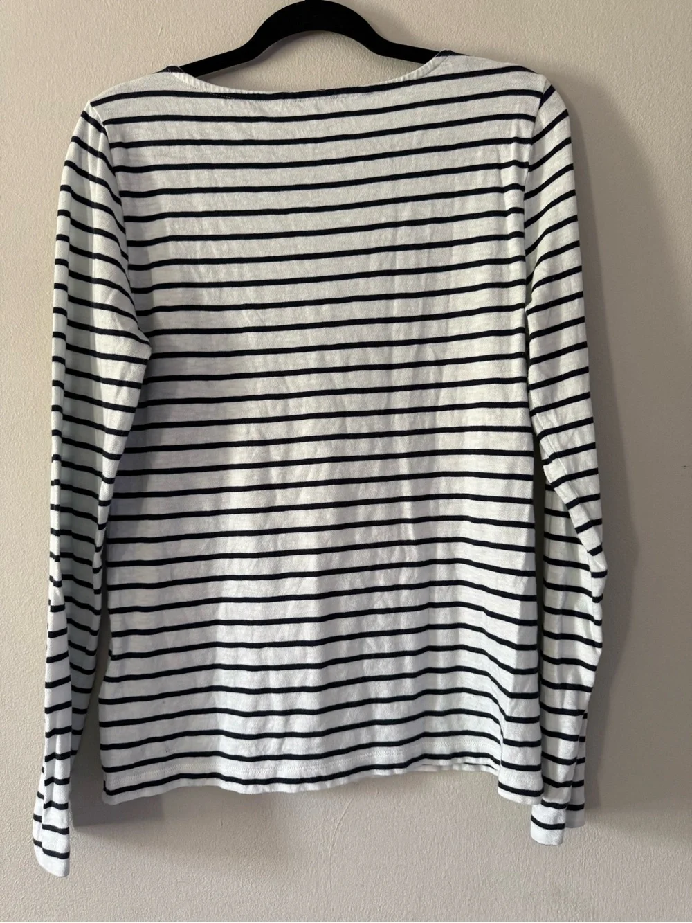 J.Crew Artist Tee L Navy White Striped Long Sleeve Breton Cotton Top